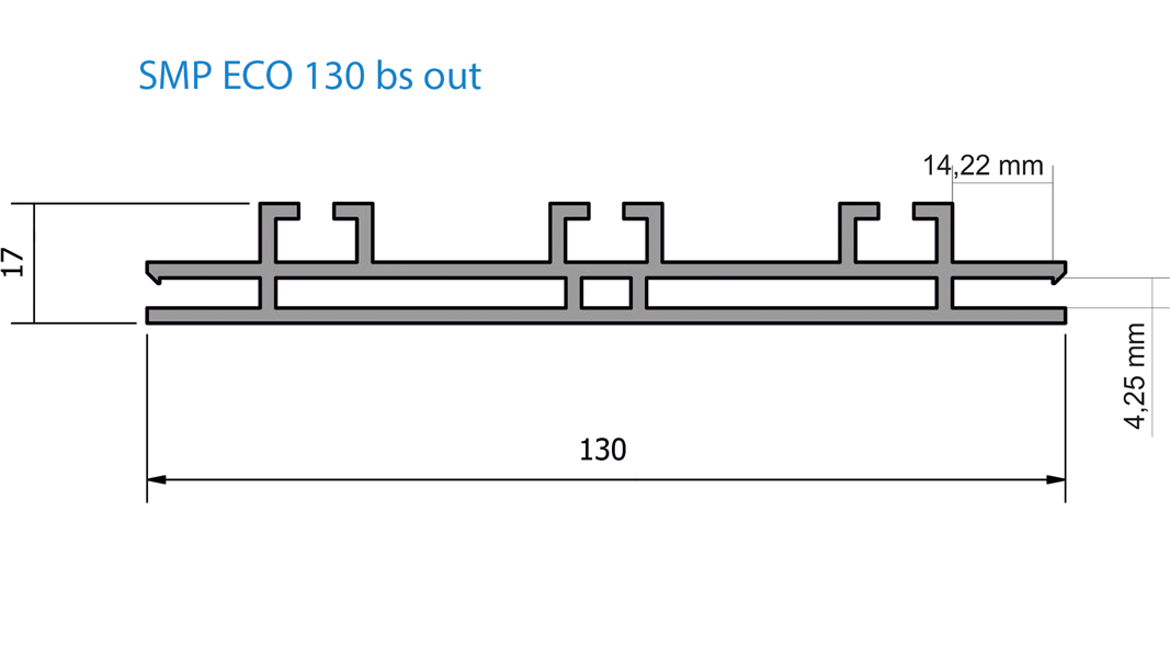 Alu Aufsteller Profilf mit 130 mm Breite im Außenbereich
